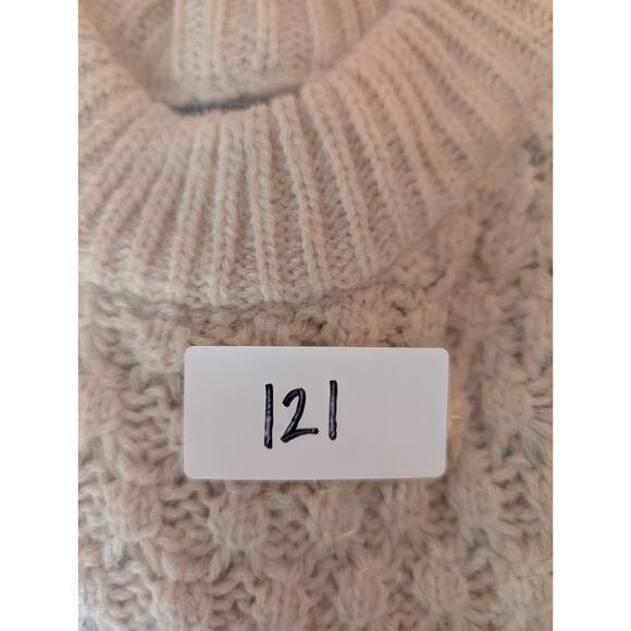 H & M Womens Oatmeal Chunky Knit Oversized Fisherman Classic Preppy Sweater SML - Picture 8 of 8
